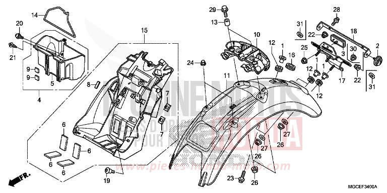 GARDE-BOUE ARRIERE de CB1100 ABS GRAPHITE BLACK (NHB01) 2014